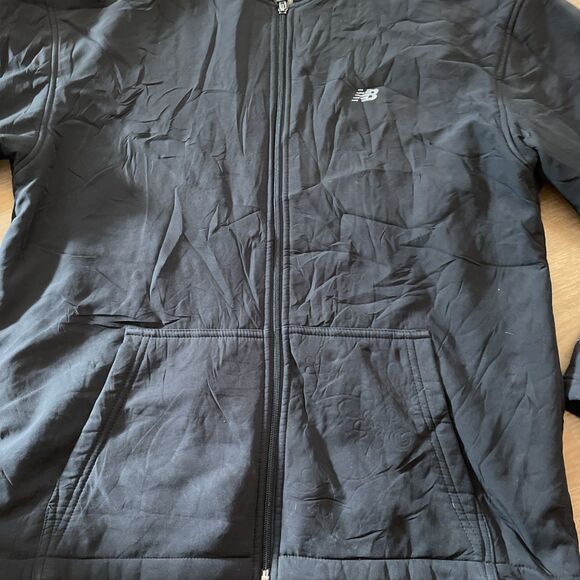 New Balance Softshell Sherpa Lined Hooded Jacket Black Full Zip Size Medium - Picture 3 of 13